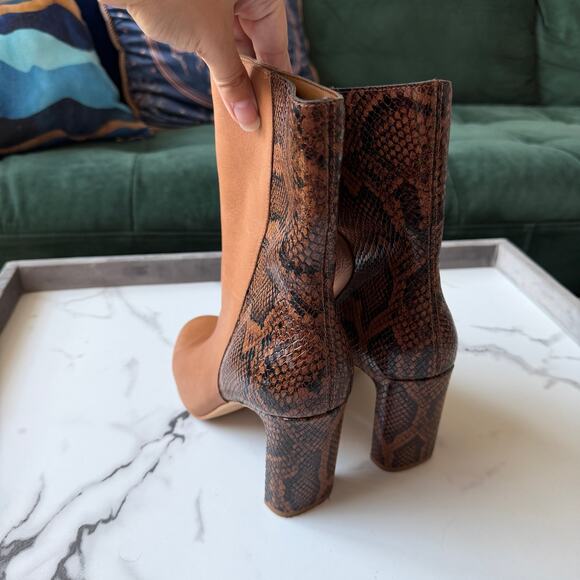 Dolce Vita Chase Cognac Multi Leather Snake Mid Calf Boots Size 9 - Picture 6 of 10